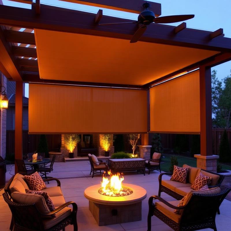 Beige Zip Blinds · Patio at Dusk