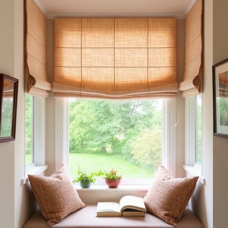 Oatmeal Roman Blinds · Reading Nook